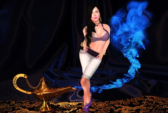 magic Aladdin genie lamp with blue smoke, but no genie face